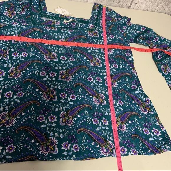 🆕 Suzanne Betro Floral Paisley Bell Sleeve Top Square Neck - Picture 9 of 9